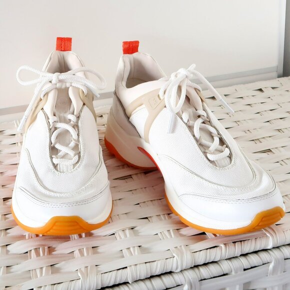 Michael Kors Chunky White Orange Sneakers Athleisure Sporty Tennis Shoes 7 - Picture 11 of 16